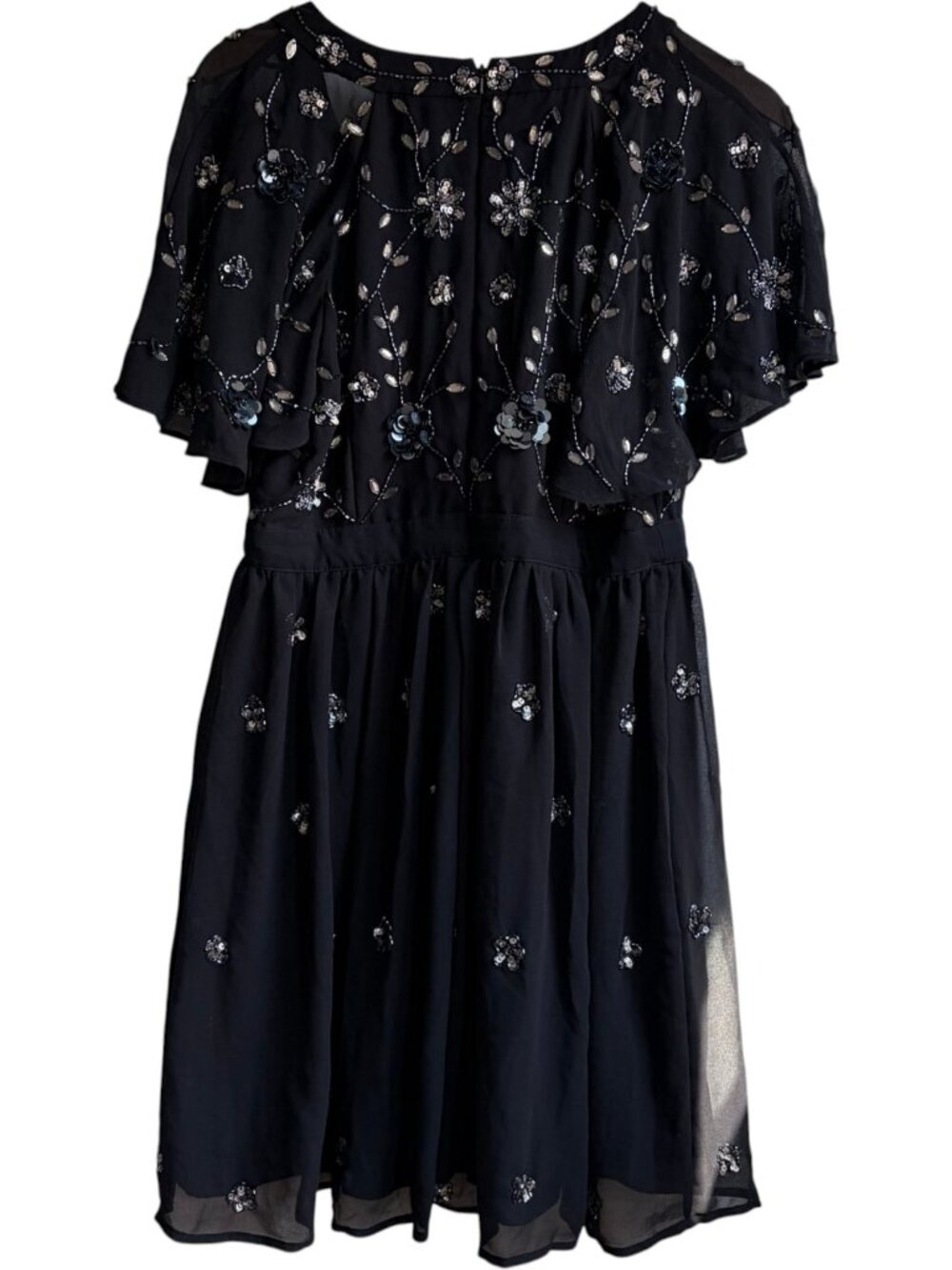 Frock & Frill Floral Embellished Beaded Black Dress Size 16 Evening Formal - Picture 4 of 4